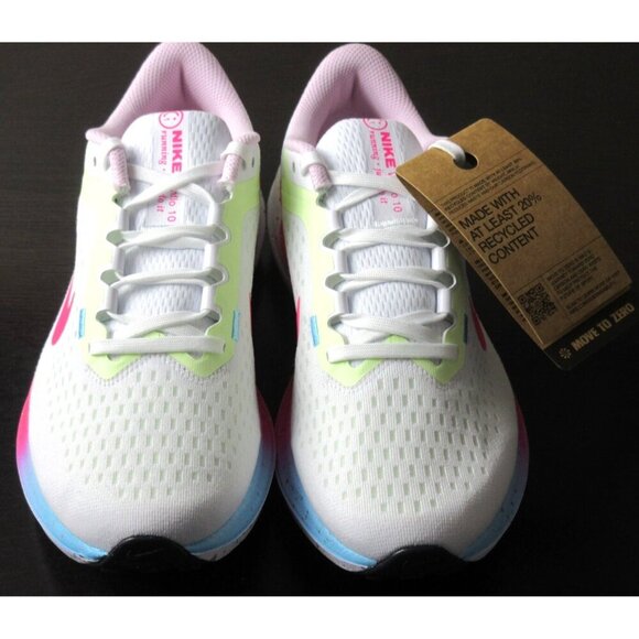 Nike Women's Air Winflo 10 Running Shoes White Hyper Pink Barely Volt Sizes NEW - Picture 3 of 5